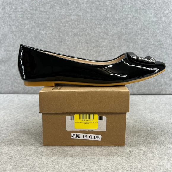 Miqibili  Buckle Toe Slip On Flat - Black Patent -Women Size 8.5 *NEW - Picture 8 of 14